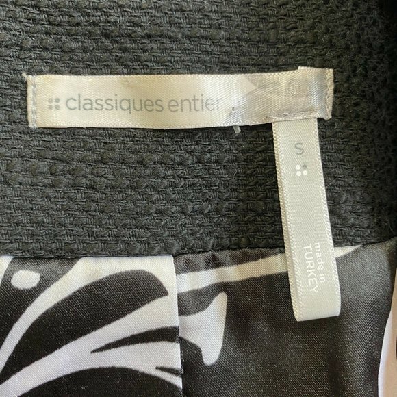 Classiques Entier Dress Coat 3/4 Sleeve Jacket Black Textured Cotton - Picture 9 of 11